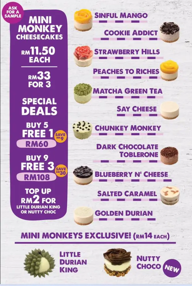 Purple Monkey Malaysia Menu