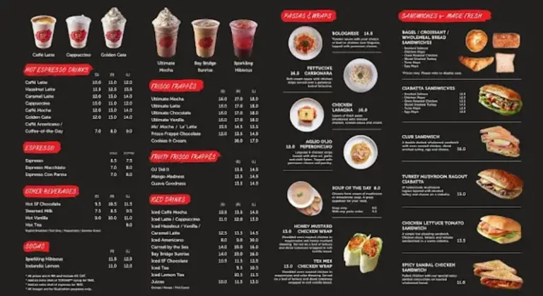 San Francisco Coffee Menu