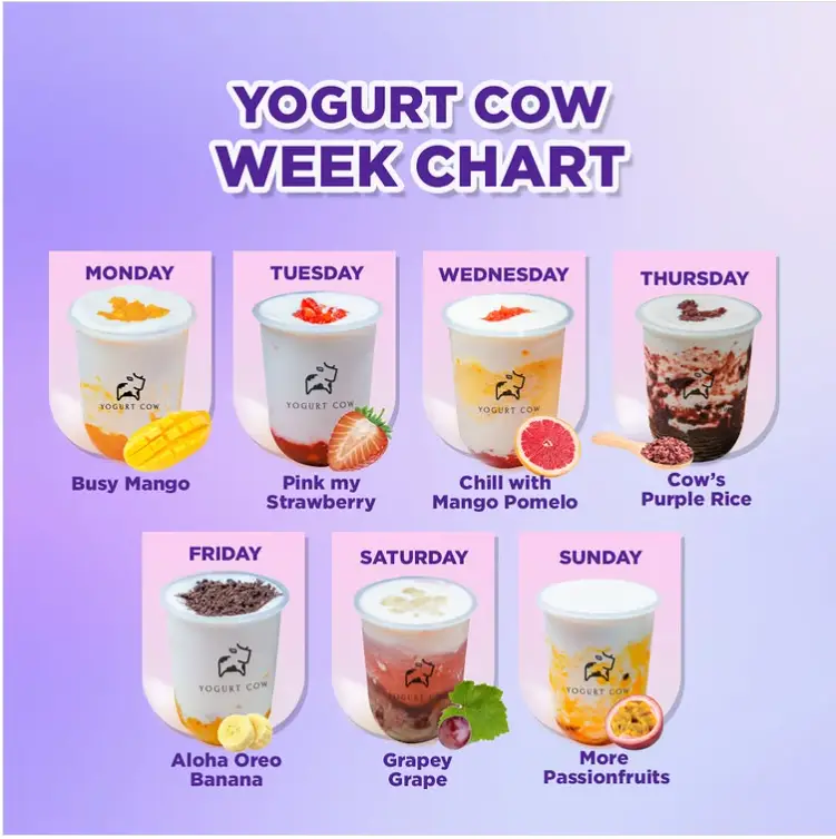 Cow Cow Yogurt Menu