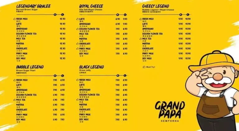 Grand Papa Menu