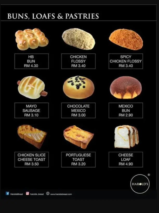 Harold’s Bread Malaysia Menu