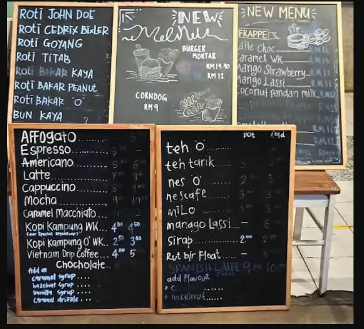 Watak Kopi Malaysia Menu