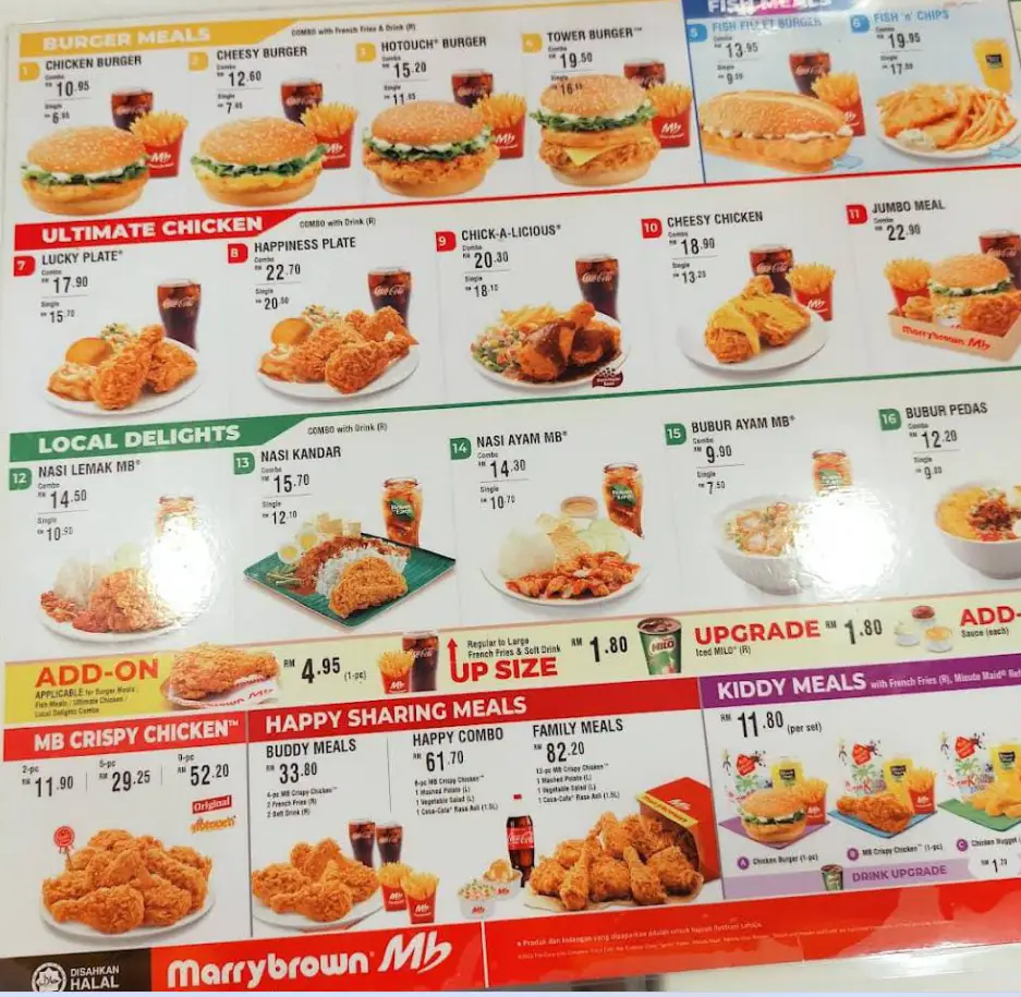 Marrybrown Menu Malaysia